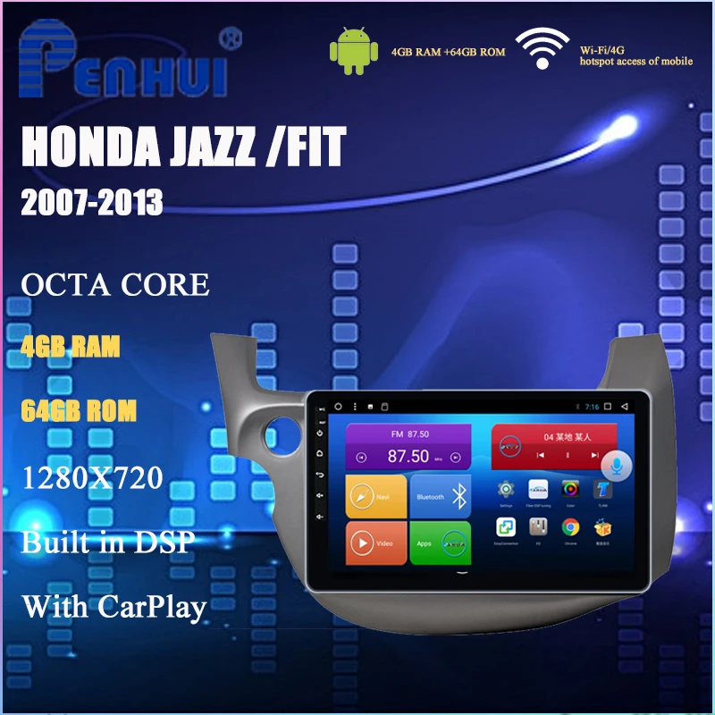 

Car DVD For Honda Jazz / Fit ( 2007-2013ï¼‰ Car Radio Multimedia Video Player Navigation GPS Android10.0 Double Din