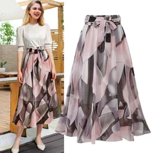 European and American retro print High waist slim straight hip cover Bohemian beach dress  sexy skirt