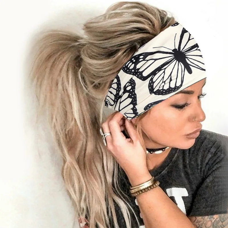 Bohemia Wide Stretch Women Headbands for women Turban Sports Boho Tie Dye Cycling Yoga Sport Headband Sweatband Head Sweat Bands 3