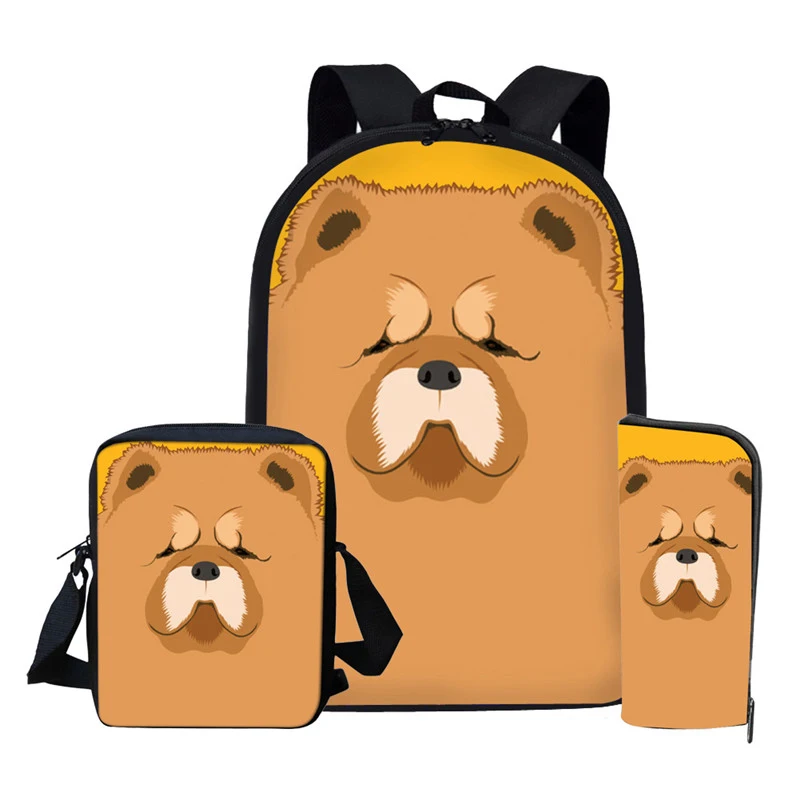 Customzied Girls School Backpacks Chow Chow Dog Kids Bookbags Set for Teens Students Children School Bag Set College Bookbag photo