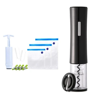 

1 Set Reusable Sous Vide Bags +Sous Vide Clips & 1 Set Battery-Operated Electric Wine Corkscrew