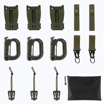 

13pcs/set Backpack Ribbon Hunting Accessories Gear Webbing Connecting Buckles Ribbon Clip D Ring Hooks Carabiner Zipper Bag New