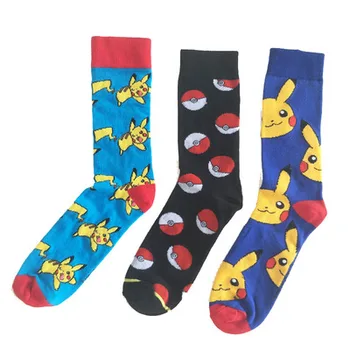 

anime Pokemon Pikachu cosplay socks Unisex Adult Cotton Cartoon pokemon socks halloween socks yellow Pikachu accessories