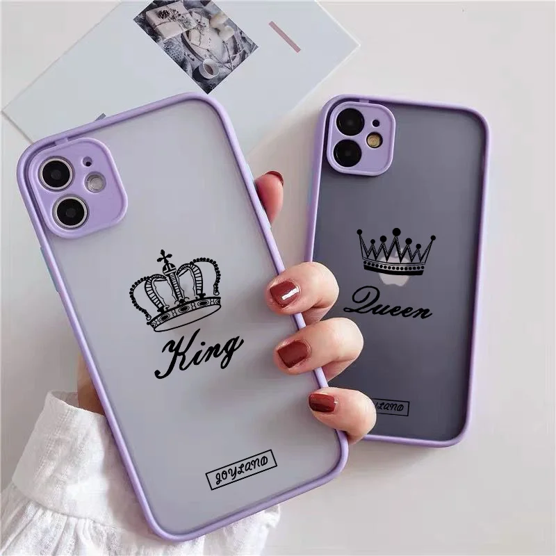 JAMULAR Забавный Король Королева Корона пара чехол для телефона iPhone 13 Pro MAX 12 11 7 XS X XR