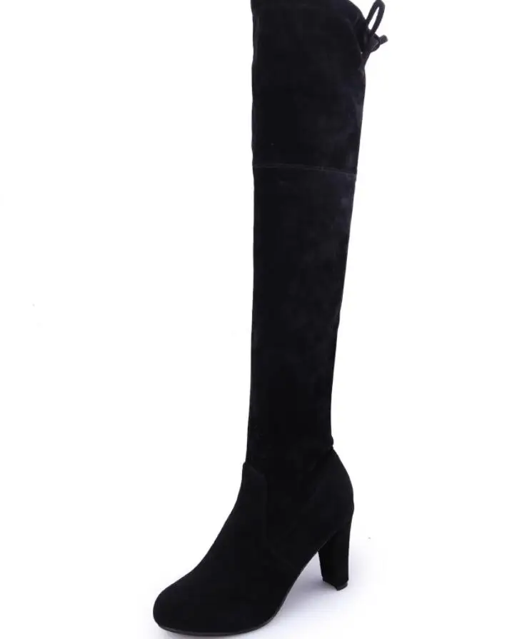 Ботинки женская обувь женские ботинки модные ботфорты на высоком каблуке г. Новые осенние ботинки из матовой кожи на высоком каблуке Большие размеры - Цвет: Черный