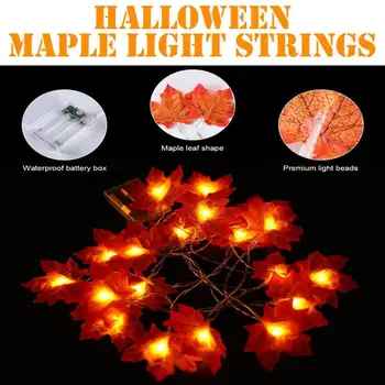 

Autumn Decoration 10/20/40 LED Artificial Maple Leaves Fall Garland String Light Home Party Festival Christmas Decor
