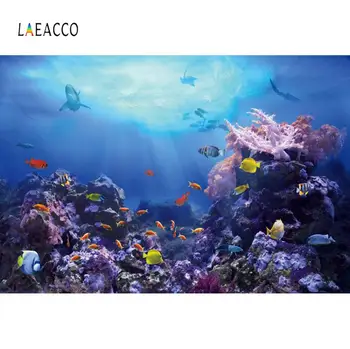 

Laeacco Underwater Sea Tropical Fish Coral Scenic Customized Photographic Backgrounds For Photography Backdrops For Photo Studio