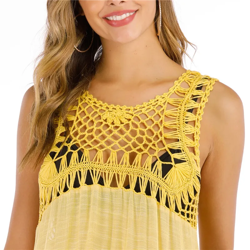 Crochet Beach Cover Up for Women Fringe Knitted Dresses Tunics Black Beachwear High Neck Fishet Black Cover-ups Sexy Coverups Crochet Beach Cover Up for Women Fringe Knitted Dresses Tunics Black Beachwear High Neck Fishet Black Cover-ups Sexy Coverups