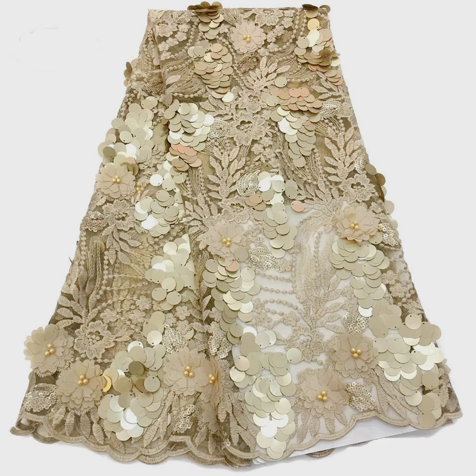 African Lace Fabric Embroidered Nigerian Lace Fabrics High Quality French Tulle 3D Lace Fabric For Women Dress