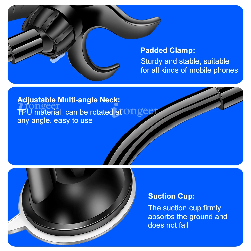 Phone Car Holder Flexible 360 Degree Rotation windshied Car Mount Mobile Phone Holder For Cellphone Car Phone Holder Support GPS (6)