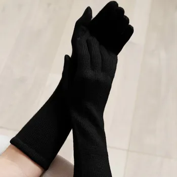 

Moistening Silk Knitting Pure Wool Gloves Women's Winter Thickening Warm Big Red Autumn Winter Sub Finger Lengthening Pure Color