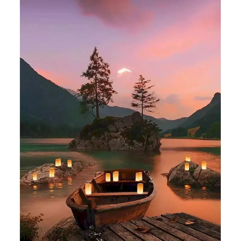 GATYZTORY Painting By Numbers Landscape DIY Picture On Canvas Night Scenery For Adult Paint Art Gift Home Decor |