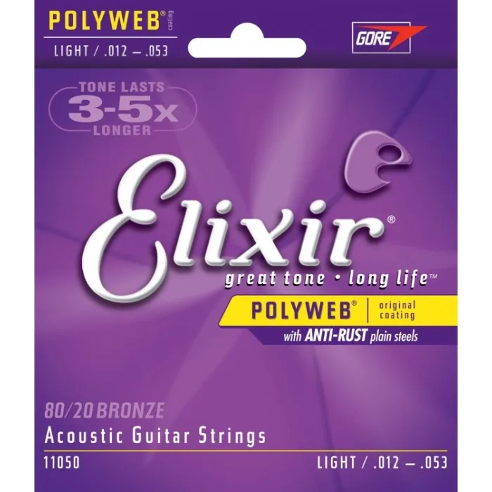 Elixir оригинальные струны 11050 поливеб 80/20 бронзовые для акустической гитары струны. 012-.053 светильник