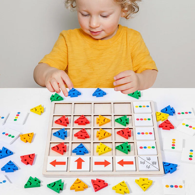 

Children Wooden Color Arrow Direction Cognitive Board Game Early Educational Logical Thinking Training Wood Puzzle Toy Gifts