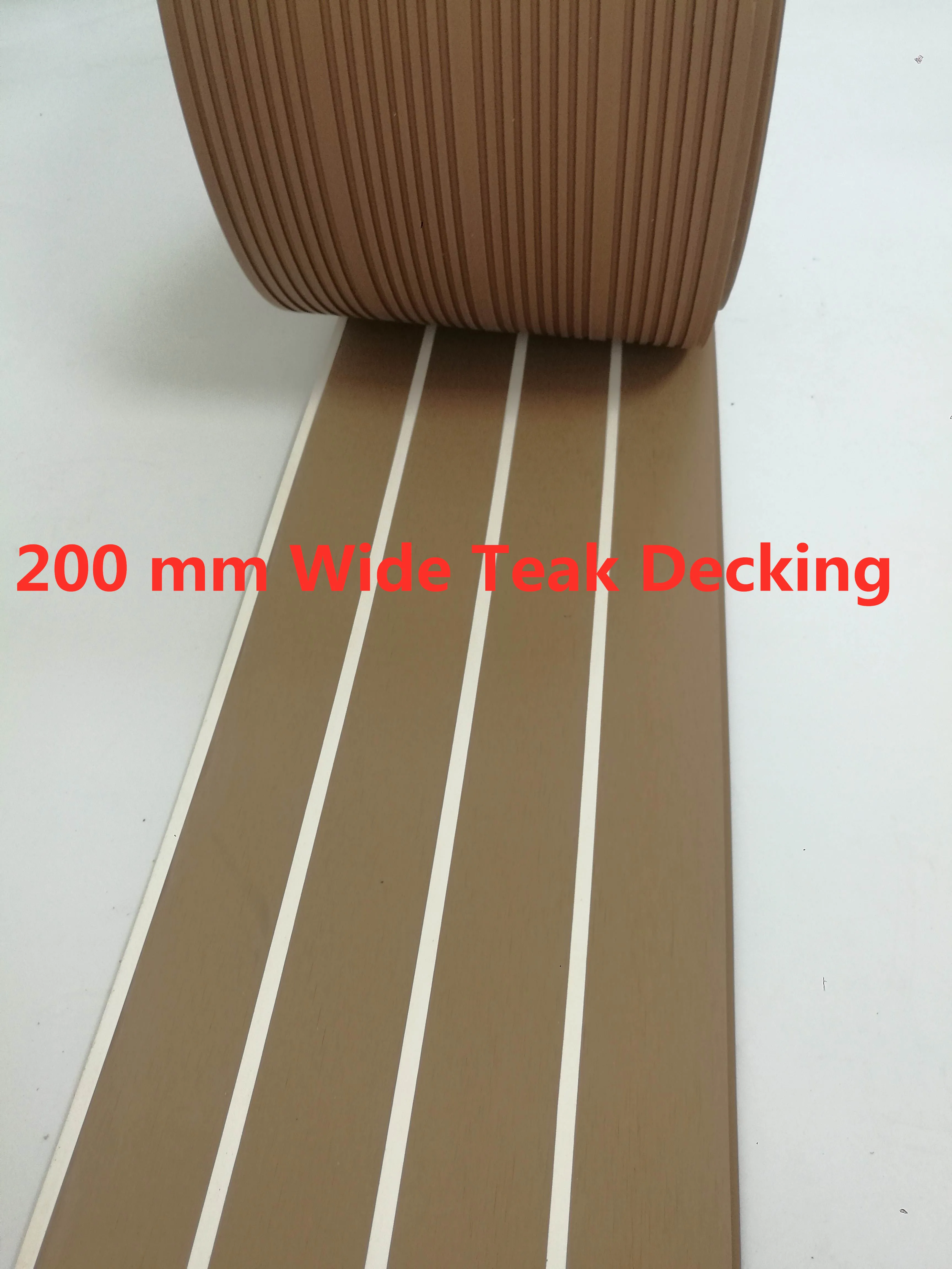 Boat Marine Yacht Synthetic PVC Teak Deck Decking Flooring with White Stripes 200/50mm