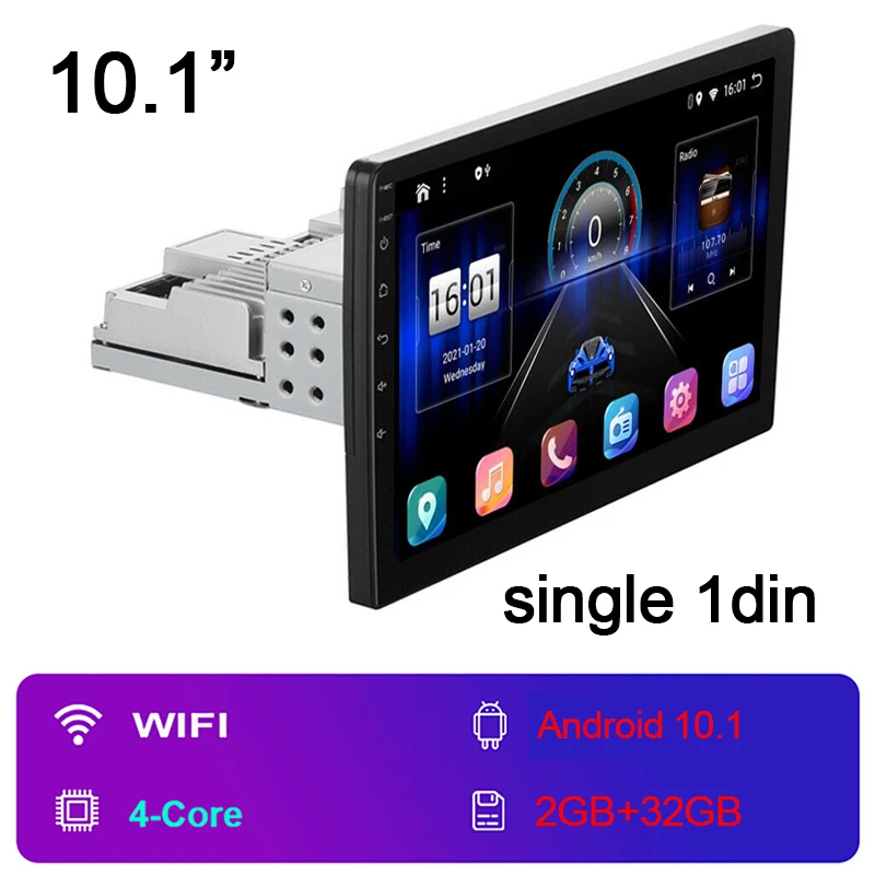 

Adjustable 7/10.1" 1din Android 10.0 Car Radio Stereo GPS Naviation Universal Car Autoradio Multimedia Player Wifi BT Mirrorlink