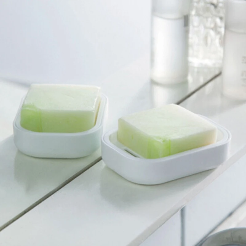 New 1PCS Plastic Soap Dish Plastic Bathroom Creative Double draining soap holder Non-slip soap box