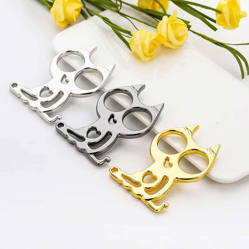 

3PCS Tactical Mini-Iron Cat Buttons Self Protection Articles Cat Eye Finger Ai Punch Defence The Wolf Escape Defence Organ