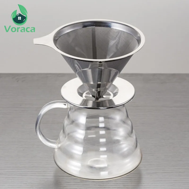 Кофейная подставка для фильтра из нержавеющей стали, Налейте Воронка для кофе, заварить капельный Чайный фильтр, многоразовая сетчатая корзина с делениями, кофейная посуда для дропшипперов