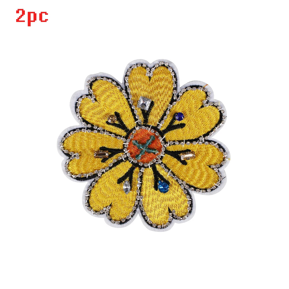 654flower 2pc Вышитые Патчи 3D цветок бисера аппликация пришить платье футболка свитер джинсы одежда патчи аксессуар - Цвет: 654flower 2pc