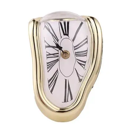 Surreal расплавленные витые настенные часы в стиле Salvador Dali, Потрясающие подарки для домашнего декора - Цвет: Золотой