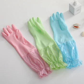 

Household Gloves Waterproof Anti-slip Abrasion Resistance Cleaning Gloves Long Style Latex Gloves
