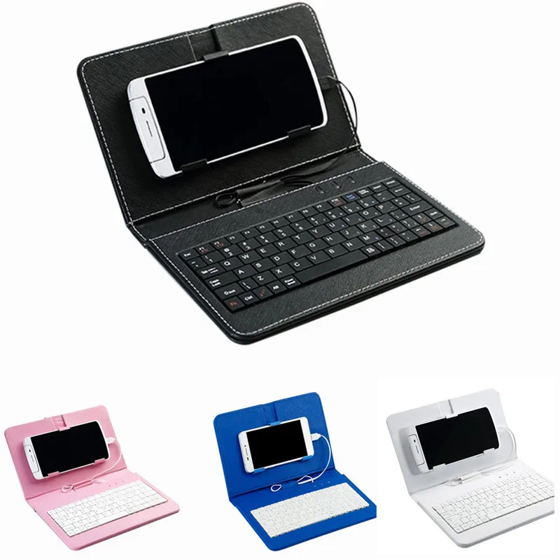 Portable PU Leather Mobile Phone Case Wireless Keyboard for Andriod Mobile Phone Protective with Bluetooth Keyboard