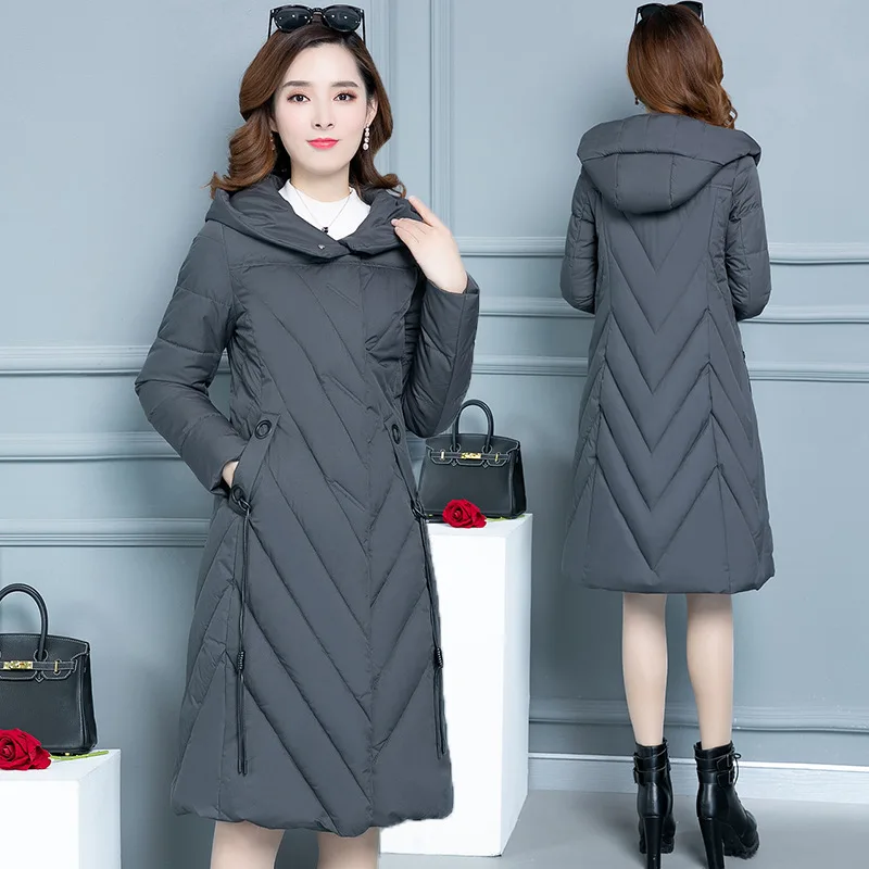 

Mid-length Slim Fit Slimming Large Size Warm Cotton Overcoat Women's 2019 Winter New Style Korean-style Hooded down Jacket Cotto