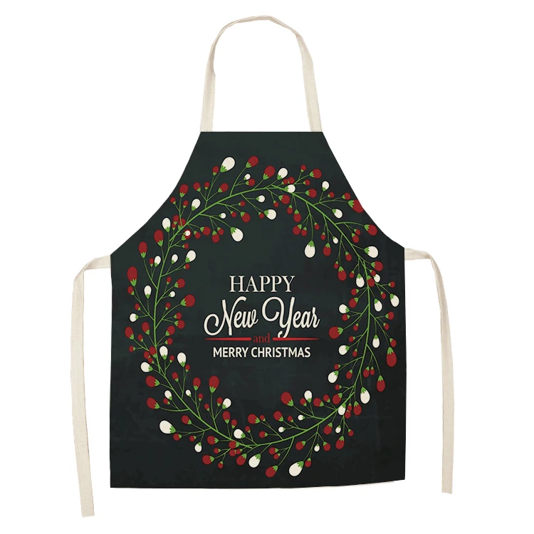Christmas Sleeveless Cotton Linen Kitchen Cooking Baking Waist Bib Apron