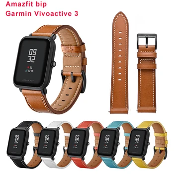 

Strap Band For Amazfit bip/Garmin Vivoactive 3 Bracelet 20mm Genuine Cow Leather Watch Strap For Garmin Vivoactive 3/Vivomove HR