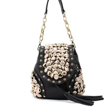 Spring New Style Korean-style Fashion Button Bucket Diamond Set Backpack Multi-Purpose Shoulder Bag Over-the-shoulder Bag WOMEN'
