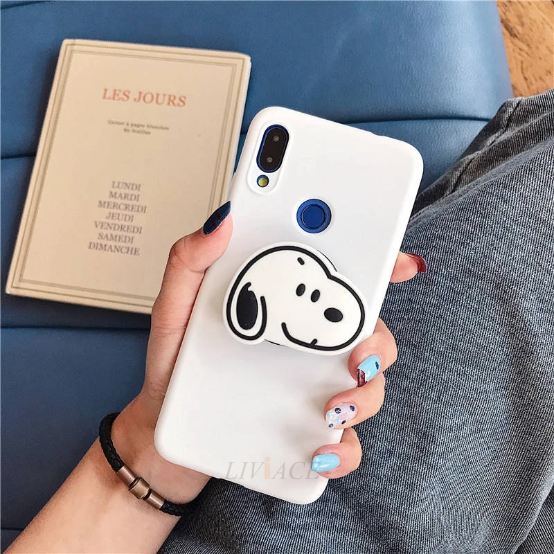 white case snb dog Чехол-держатель для телефона с 3D рисунком для xiaomi redmi note 8 note8 pro 8t redmi 8 8a 7a, мягкий силиконовый чехол из ТПУ с милой подставкой и изображением животных - Цвет: white case snb dog