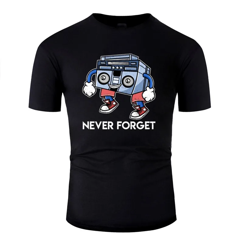 Funny Casual Never Forget Ghetto Blaster Retro Lovers T-Shirt For Men Cute Fitness Men's T Shirts Classic Clothing |