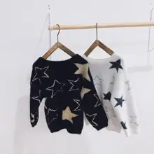 Свитер на осень и зиму, нейтральный пуловер с пятиконечной звездой, одежда для маленьких девочек