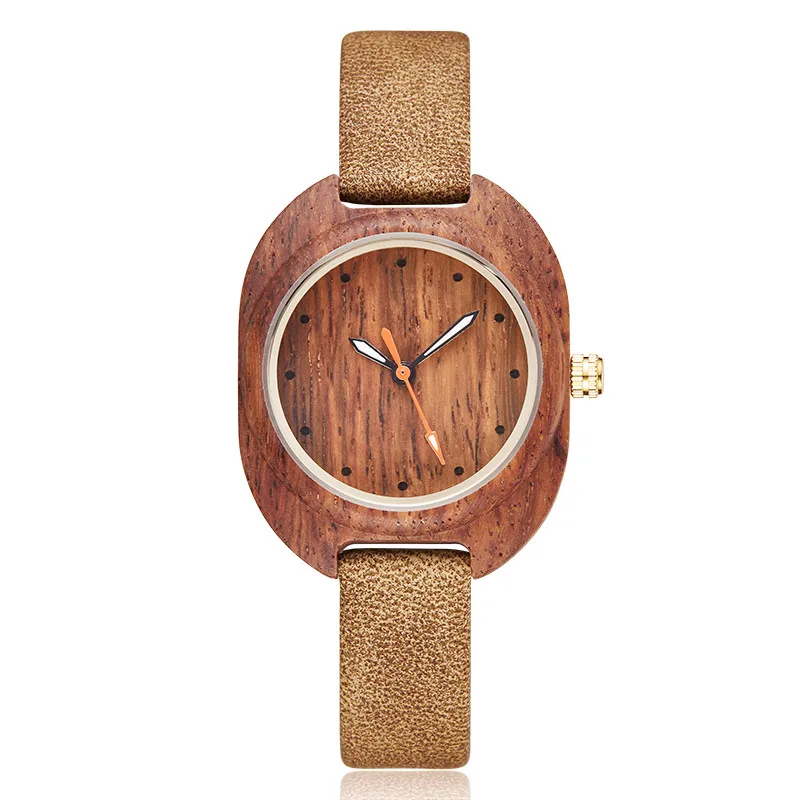 Женские деревянные часы женские наручные деревянный чехол кожаный ремешок Ретро