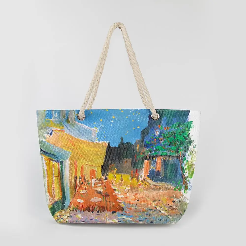 Fashion Beach Bag Handbag Hand drawn Van Gogh Tote Ms. Green Shopping Convenience Travel Special | Багаж и сумки