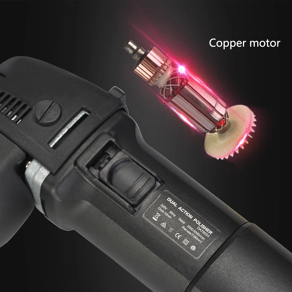 SPTA 3" 75mm Electric Mini Car Polisher 780W Random Orbit Dual Action Polishing Waxing Machine with Sponge ing Pads