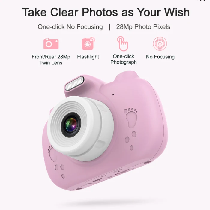 Digital Kids Camera 3Inch TouchScreen Dual Lens Cartoon Photography Birthday Gift OC-shipping