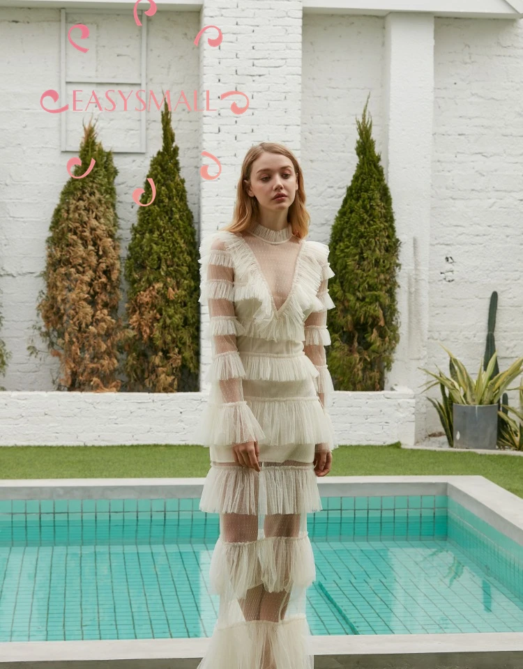 EASYSMALL, женское весеннее платье, модное, сексуальное, высокого класса, Vestidos, вечерние, повседневные, с высокой талией, с длинным рукавом, платья