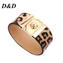 Змеиный Леопардовый принт Змеиный женский кожаный браслет Европа преувеличенная клуб Джокер металлический браслет Модный персональный