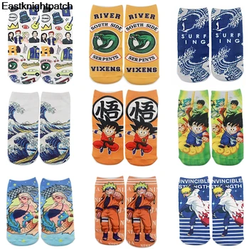 

20pair/lot E1403 Funny Cartoon Anime Print Socks Fashion Personalized Novelty Men Women Comfort Breathable Cotton Short Sock