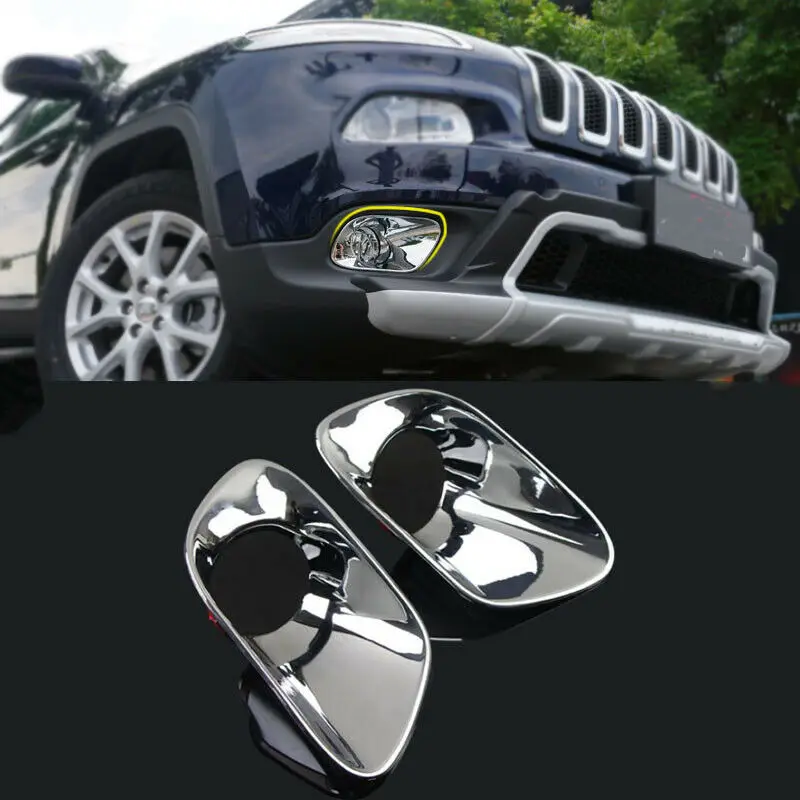 2 шт. ABS хром передние противотуманные фары рамка лампы Крышка отделка для JEEP CHEROKEE