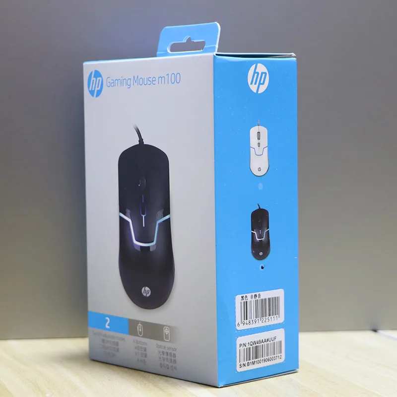 Оригинальная игровая мышь hp 1600 dpi USB Проводная оптическая мышь для ноутбука PC Gamer задняя подсветка черный цвет M100 мышь для компьютера Прямая поставка