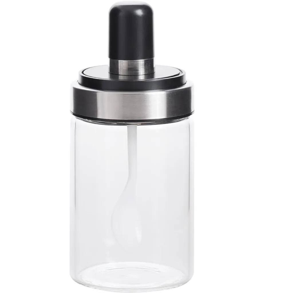 

1pc Glass Airtight Jar Spice Containers Bottle Condiment Salt Pepper Seasoning Storage Bottle Spice Jars Pot with Spoon Lid Y1