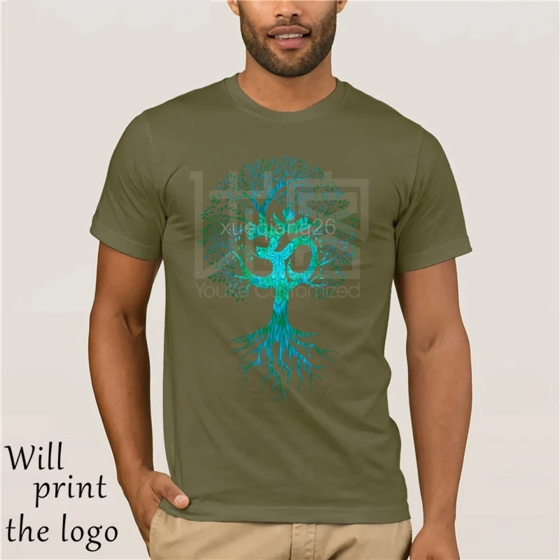 Gli uomini Maglietta Om Albero Della Vita T Camicia Nera T-Shirt Europa Magliette e camicette Magliette Tessuto di