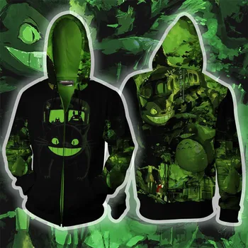

Halloween Cosplay Men women 3D printed zipper hooded sweatshirt jacket cosplay Totoro cute sweater casual jacket uniform