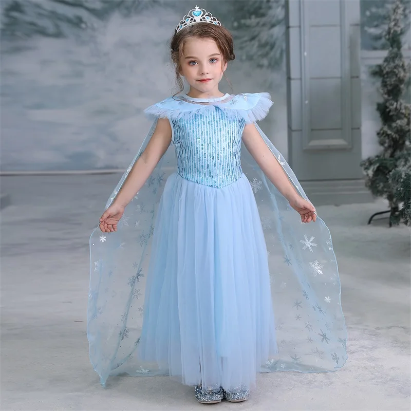 Cosplay Queen Elsa Dresses Elsa Elza Costumes Princess Anna Dress for Girls Party Vestidos Fantasia Kids Girls Clothing Elsa Set