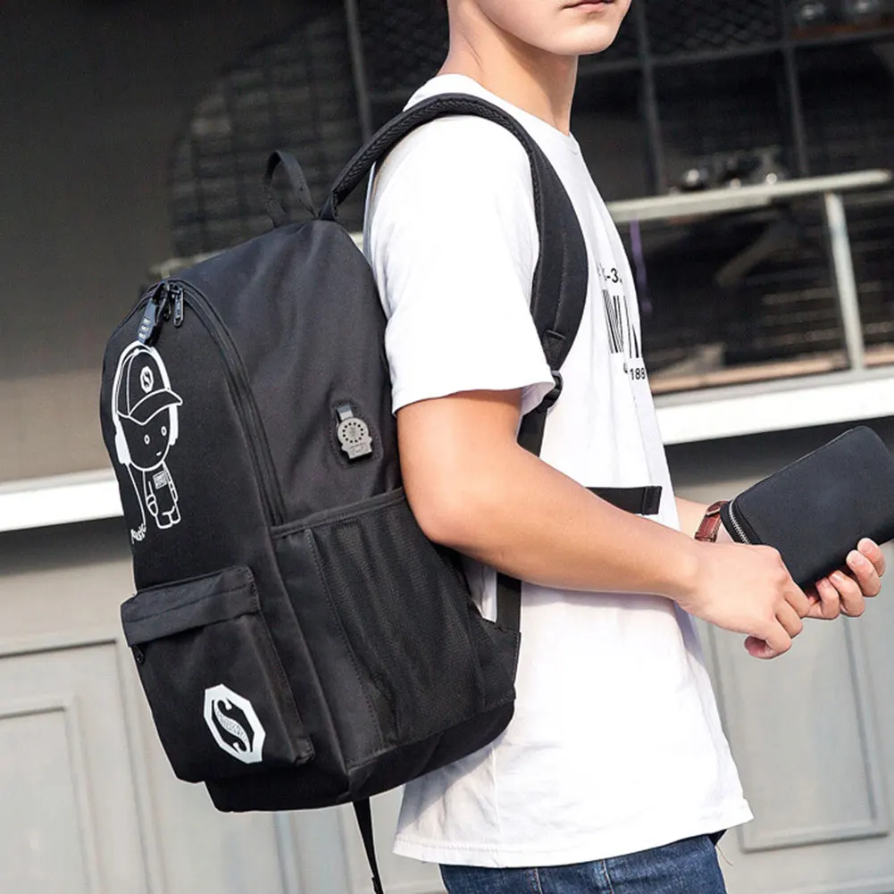 Рюкзак, Светящийся рюкзак, школьные сумки для мальчиков и девочек, мультяшный рюкзак, фосфоресцирующий, usb порт зарядки, BJStore