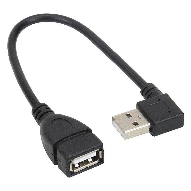 

30cm / 50cm / 100cm USB2.0 Extension Cable Male to Female 90 Degree Right Angle L-shaped USB Charging Data Cable