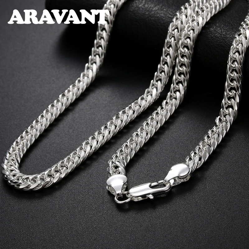 Silver Necklace Chain 6MM 925 For Men Women Fashion Jewelry silver necklace,fashion necklace,metal necklace,sterling chain necklace